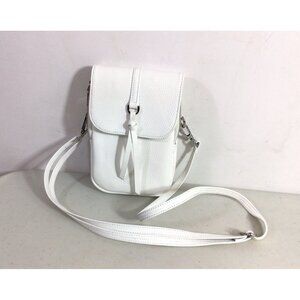Befen White Leather Pebble Crossbody Bag Purse